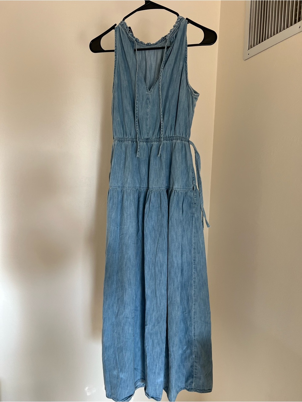 GAP Denim-Look Light Blue Maxi Dress